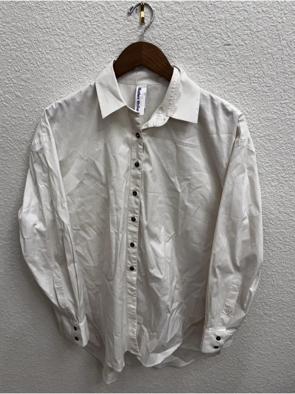Mother Oxford Oversized Women’s Button Down Shirt, White, Size 3 (L)